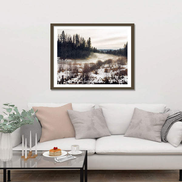 Foggy River Nature Photography Rustic Decor