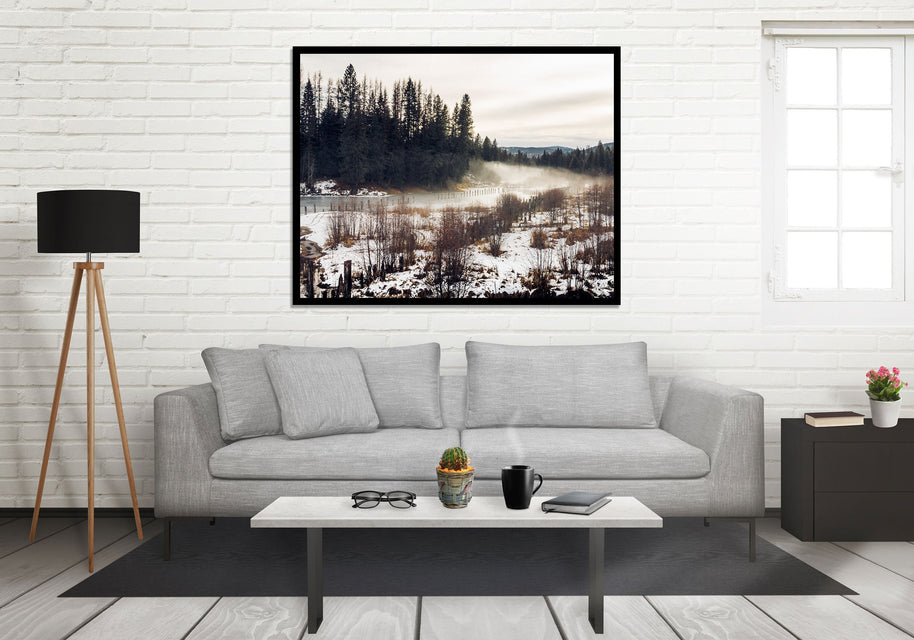 Foggy River Nature Photography Rustic Decor