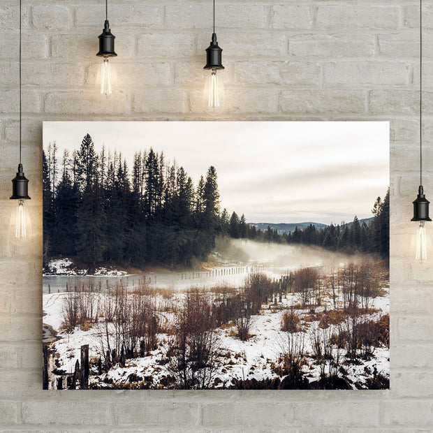 Foggy River Nature Photography Rustic Decor