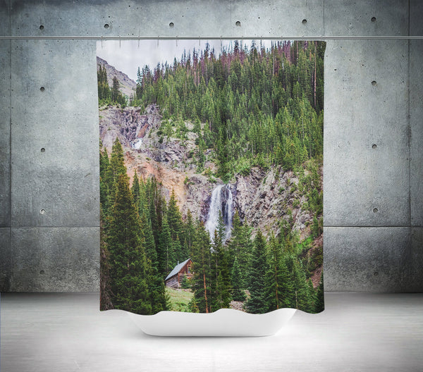Colorado Waterfall Shower Curtain 71x74 inch Forest Decor -