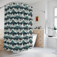 Bears and Mountains Shower Curtain 71x74 inches Rustic