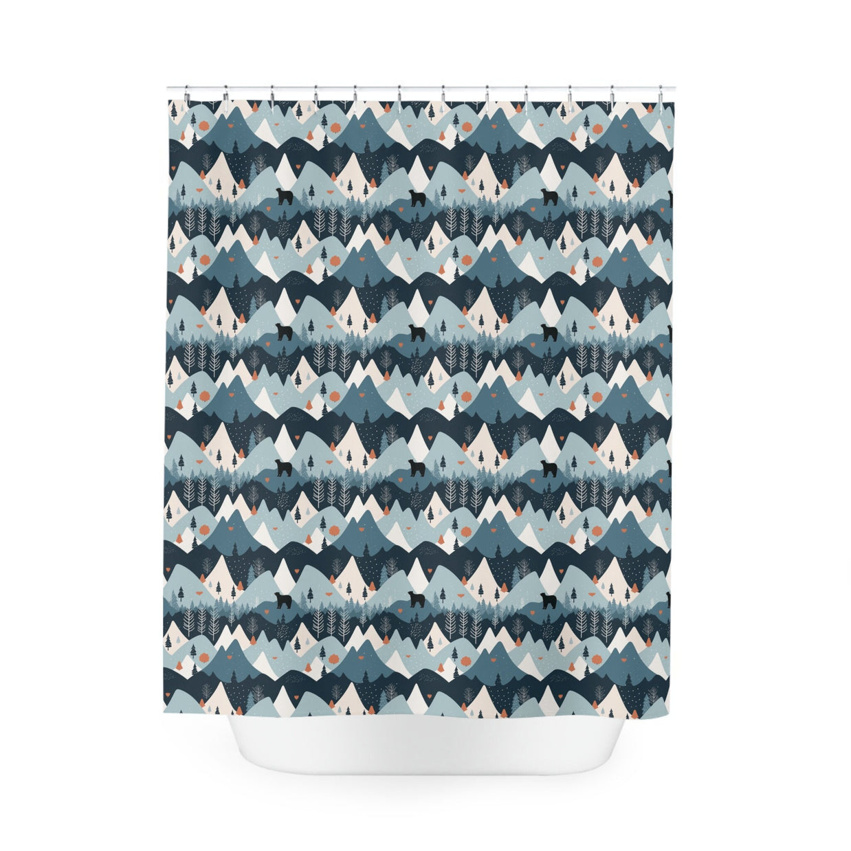 Black Bears in Autumn Mountains Shower Curtain 71x74 inches