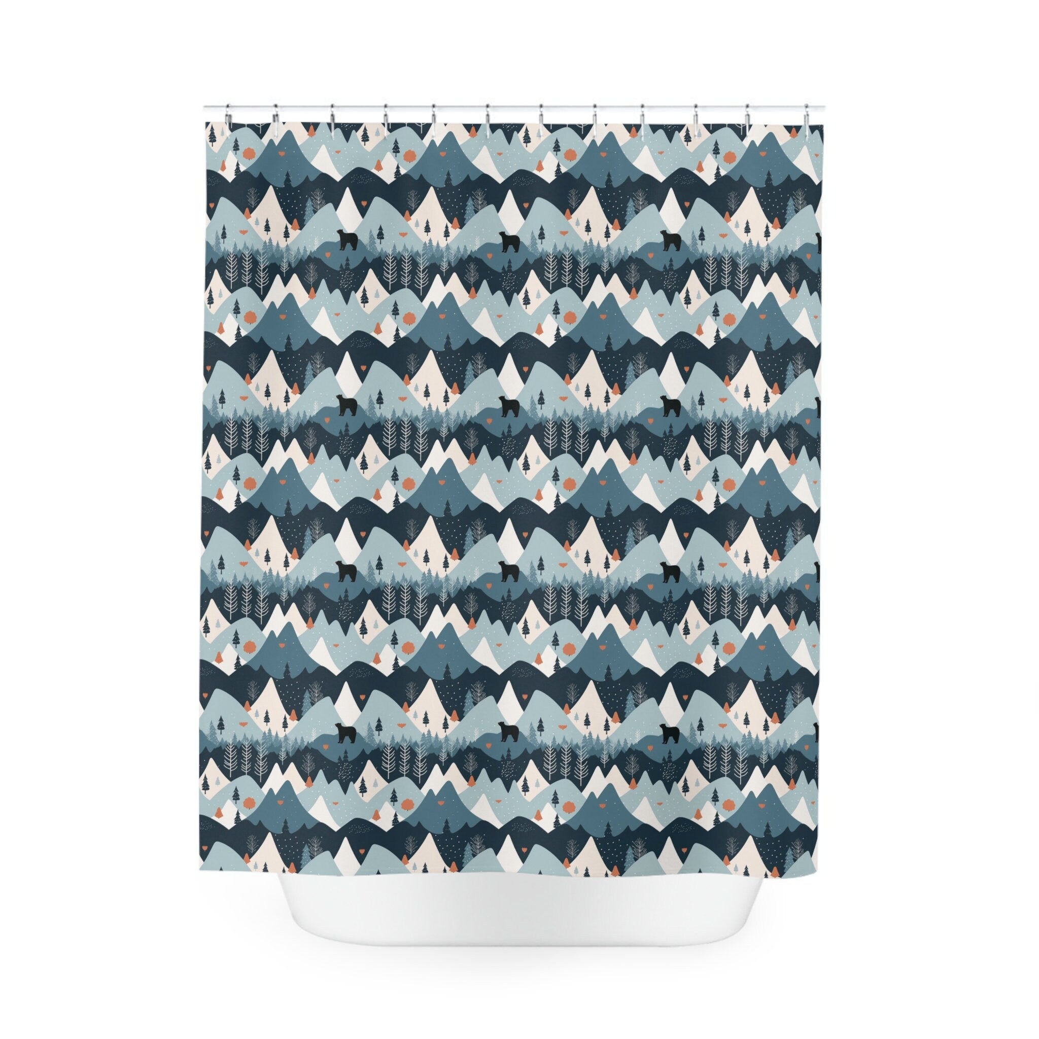 Black Bears in Autumn Mountains Shower Curtain 71x74 inches