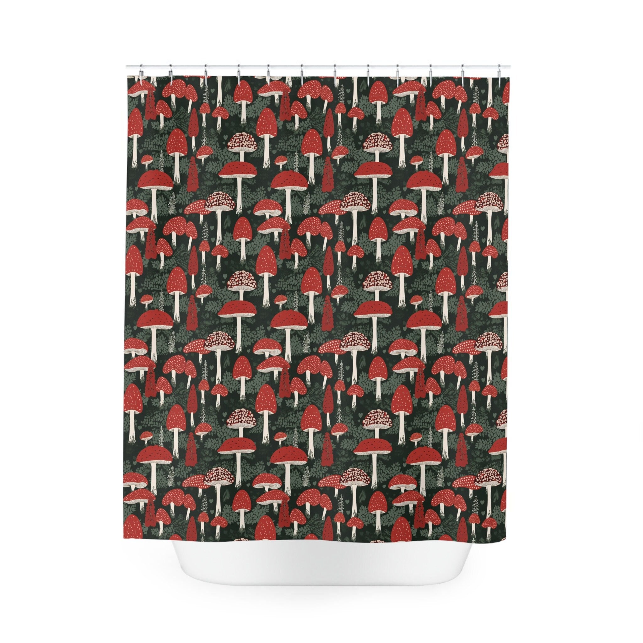 Mushrooms Shower Curtain 71x74 inches Hippie Bathroom Decor