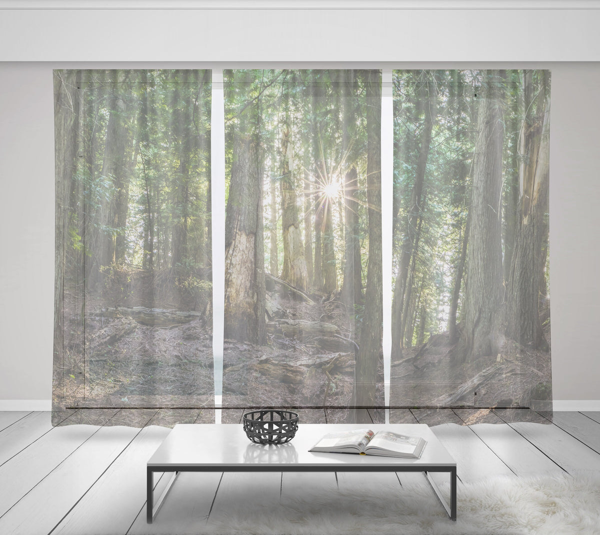 Cedar Forest Window Curtain Set of 3 150x84 inch total -