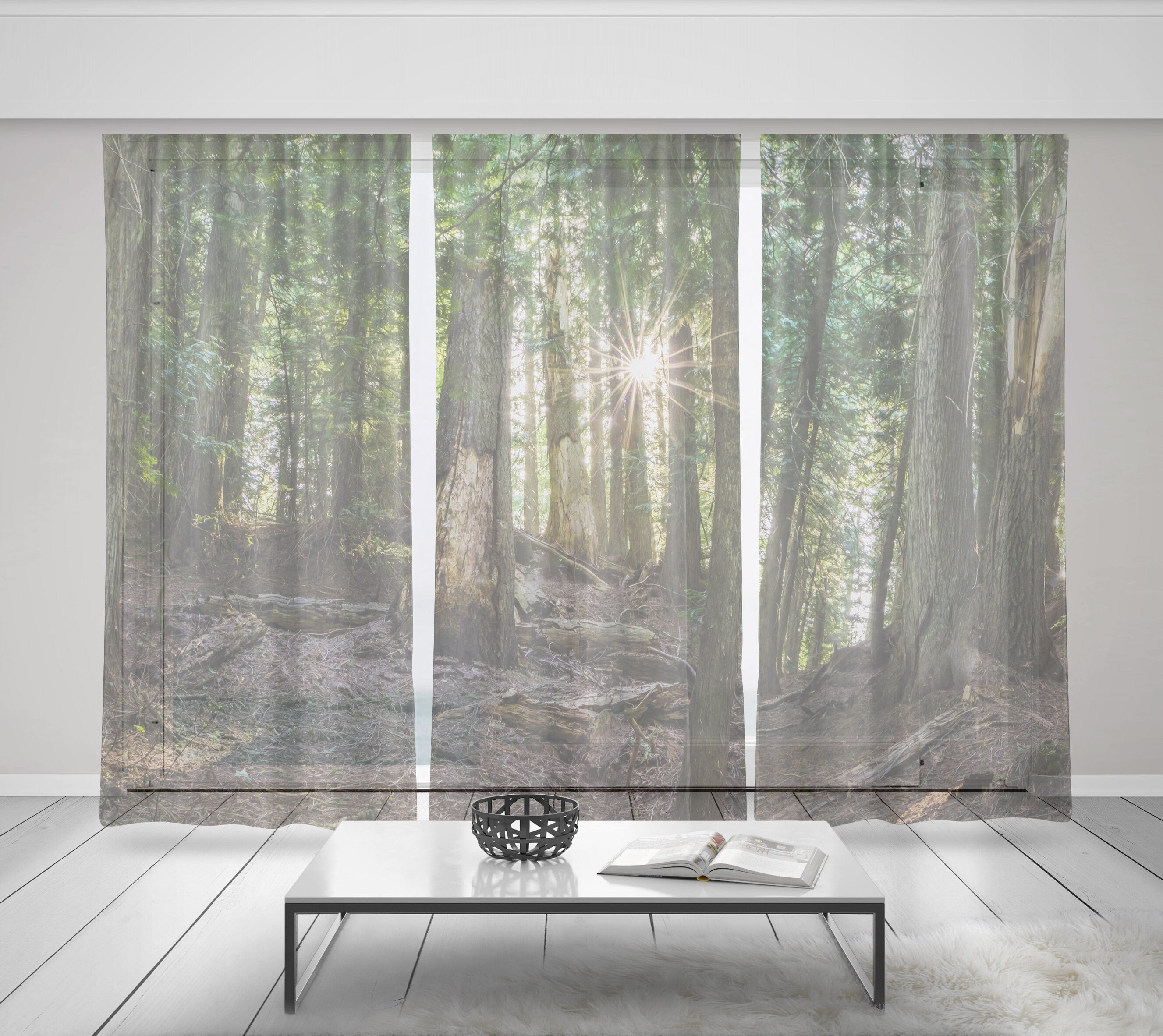 Cedar Forest Window Curtain Set of 3 150x84 inch total -