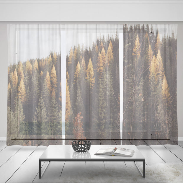 Autumn Forest Curtain Set of 3 150x84 inches - Pine Trees
