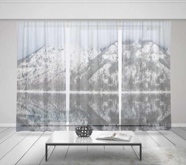 Mountain Lake Window Curtain Set of 3 150x84 inches -