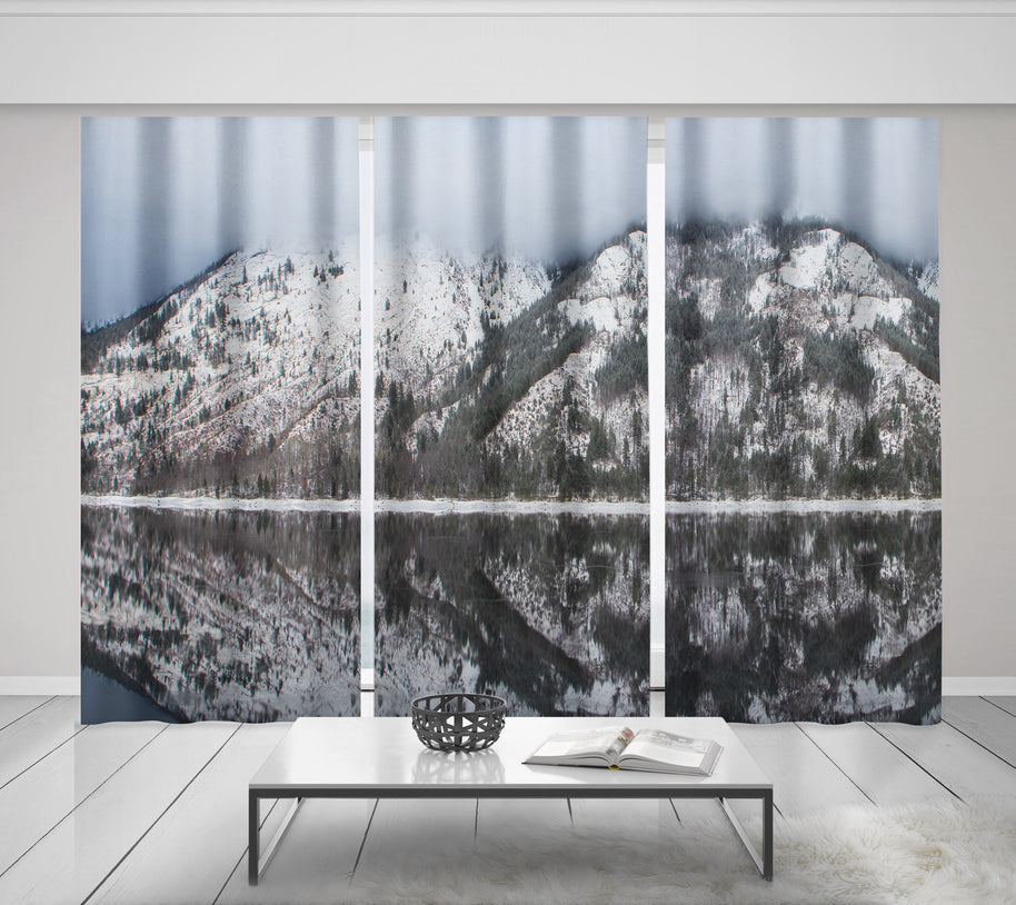 Mountain Lake Window Curtain Set of 3 150x84 inches -