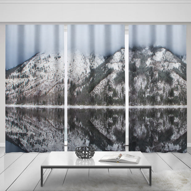 Mountain Lake Window Curtain Set of 3 150x84 inches -