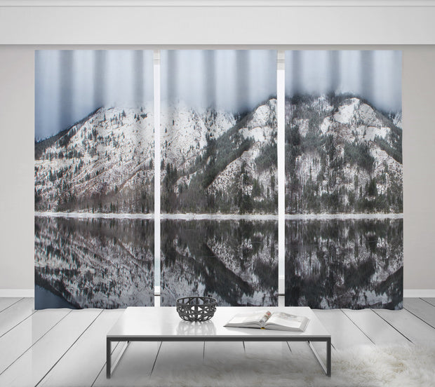 Mountain Lake Window Curtain Set of 3 150x84 inches -