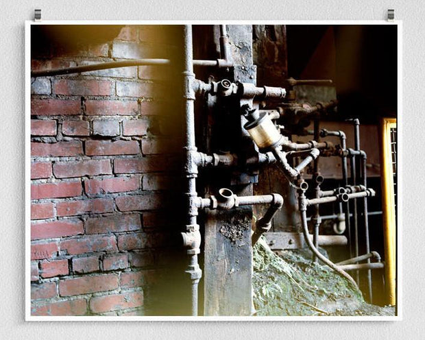 Industrial Bricks and Steam Photo Print - Photography