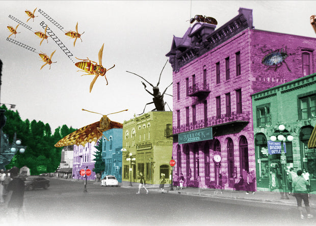 Insect Attack Funky Collage Wall Art Print - Photography