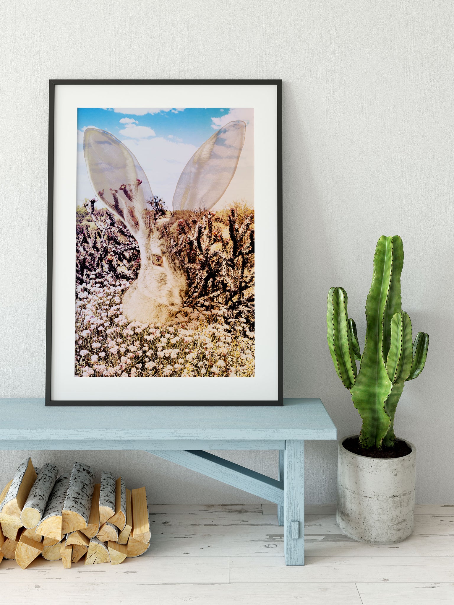 Jack Rabbit of the Desert Photo Collage Wall Art Print -