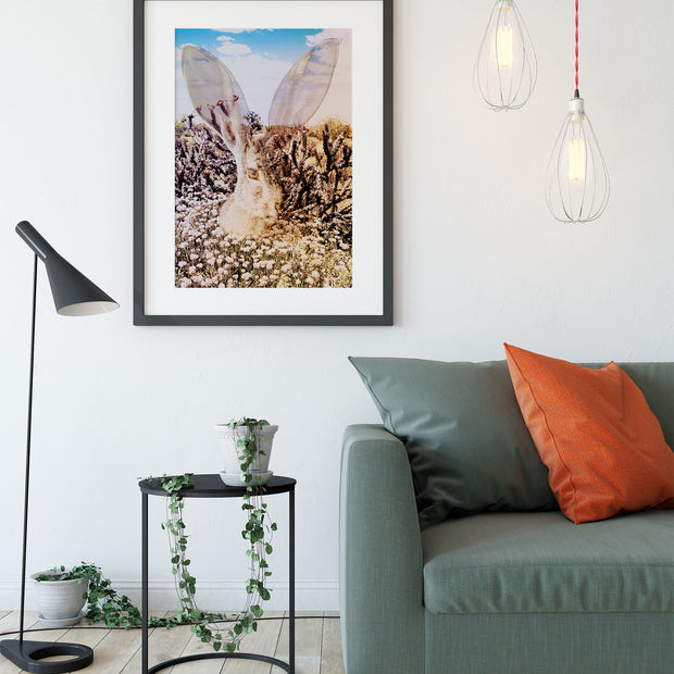 Jack Rabbit of the Desert Photo Collage Wall Art Print -