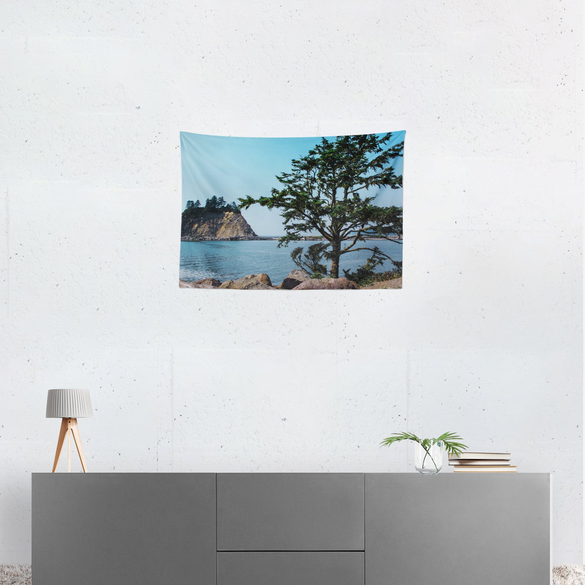 La Push Coastline Beach Microfiber Wall Tapestry - 36x26 -