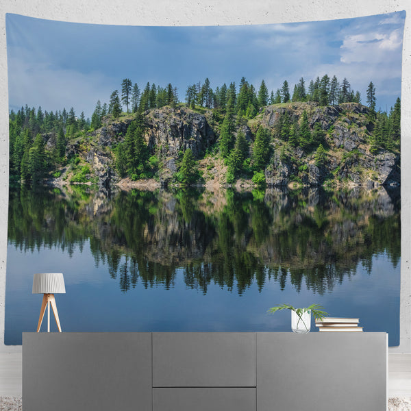 Relaxing Lake Reflections Microfiber Wall Tapestry - 104x88