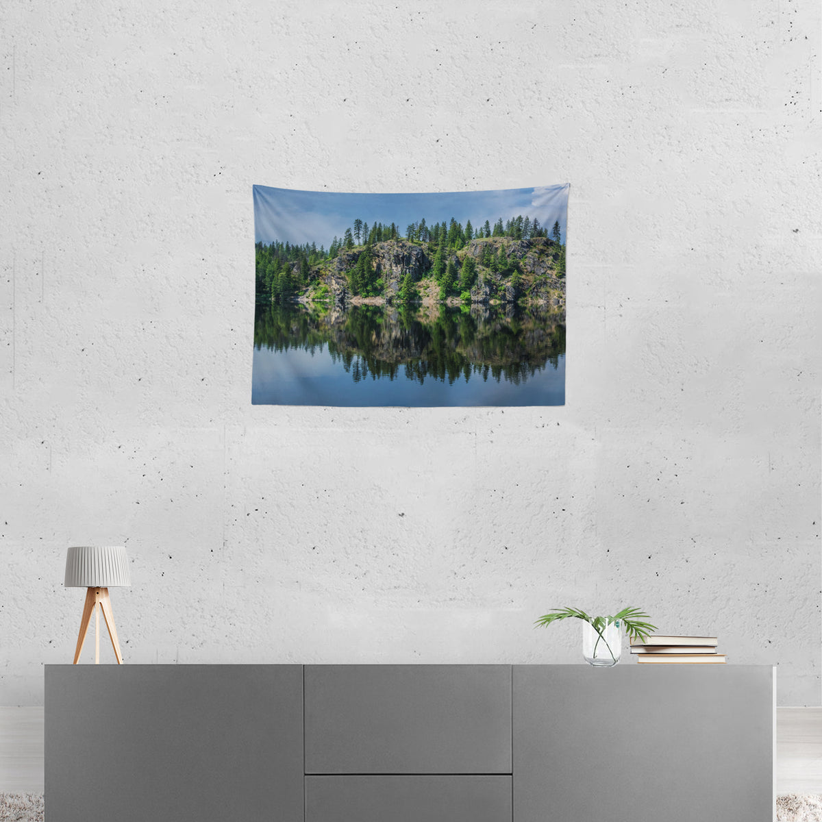 Relaxing Lake Reflections Microfiber Wall Tapestry - 36x26 -