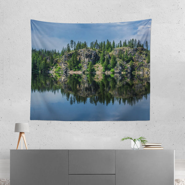 Relaxing Lake Reflections Microfiber Wall Tapestry - 60x51 -