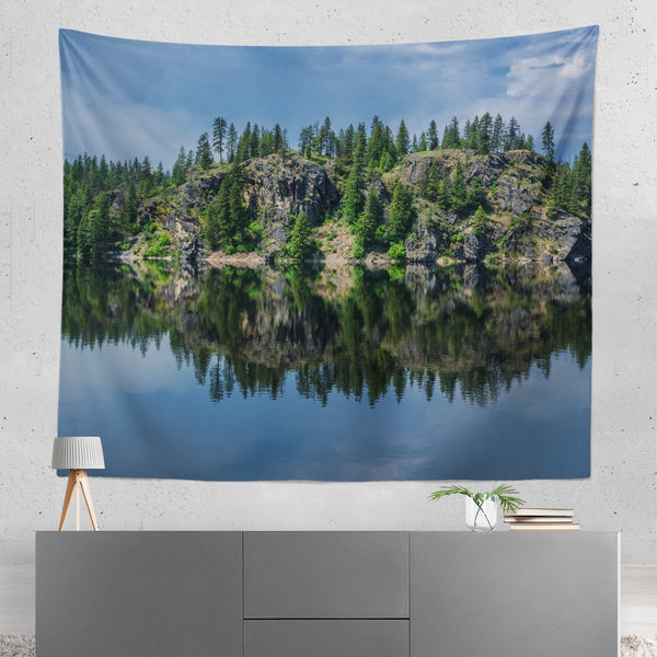 Relaxing Lake Reflections Microfiber Wall Tapestry - 80x68 -