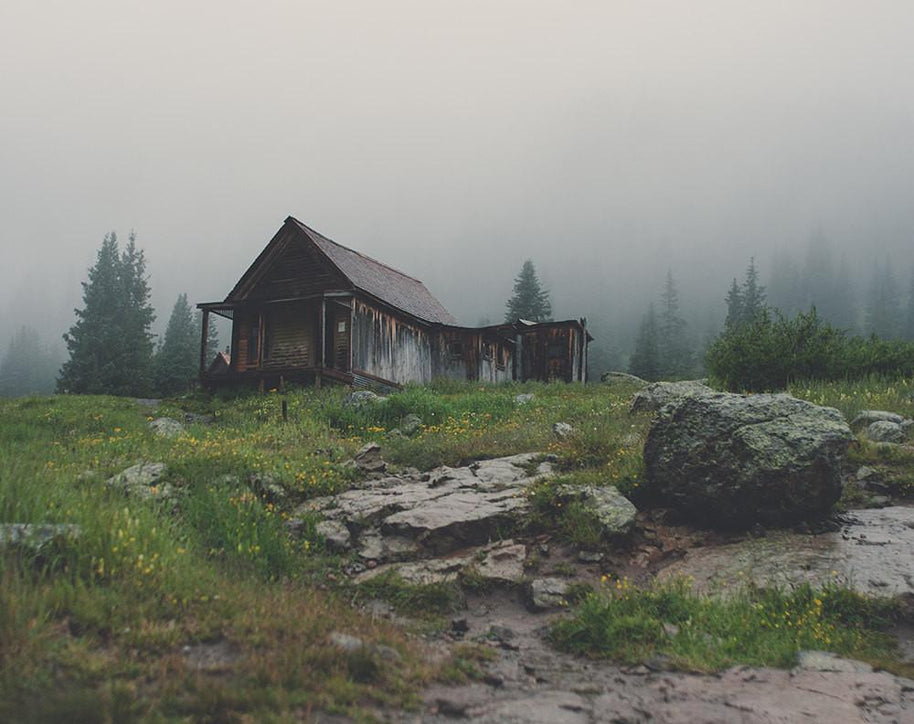 Lonely Mountain Cabin Rustic Fine Art Print - Photography