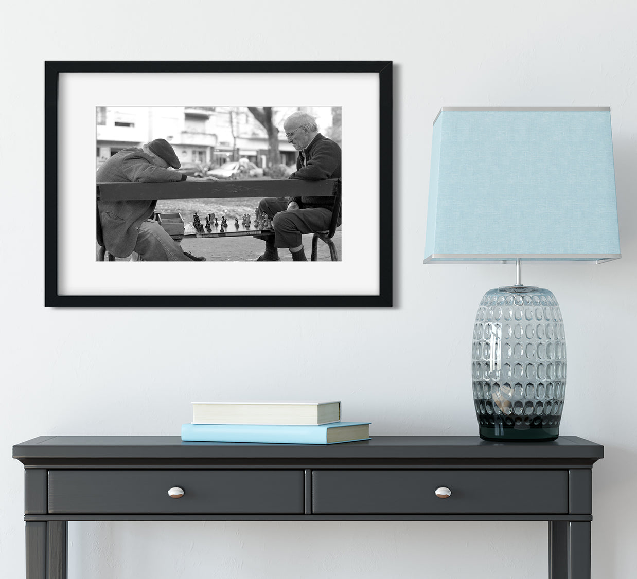 Chess in Palermo Black and White Art Print - Photography