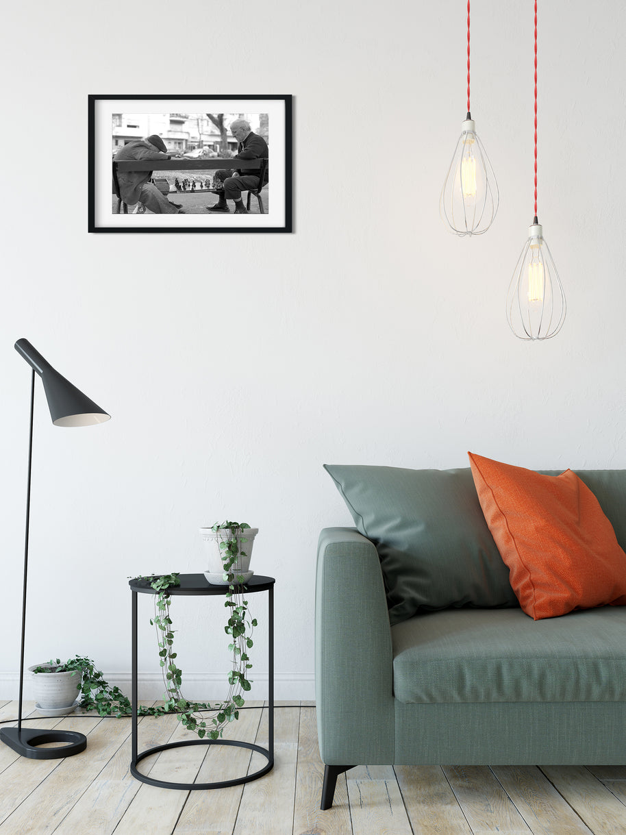 Chess in Palermo Black and White Art Print - Photography