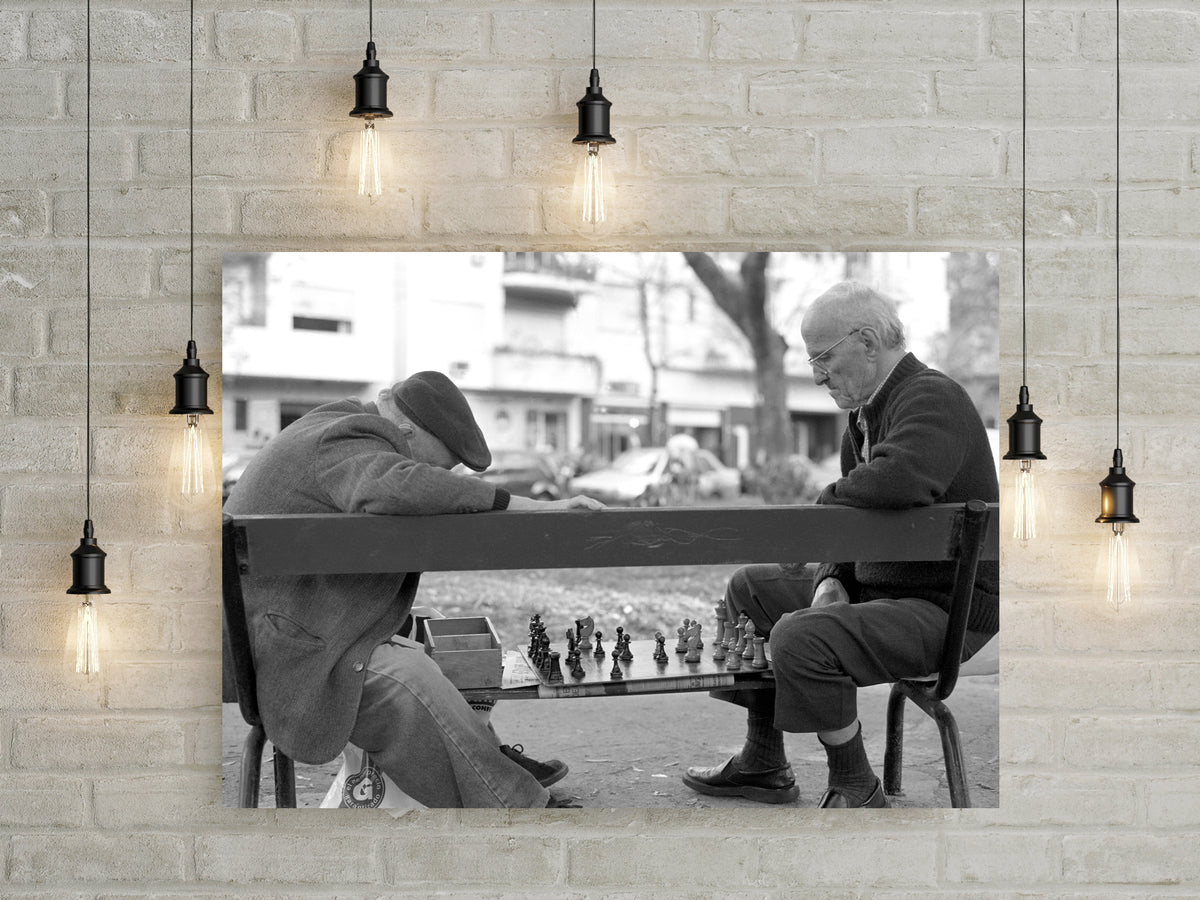 Chess in Palermo Black and White Art Print - Photography