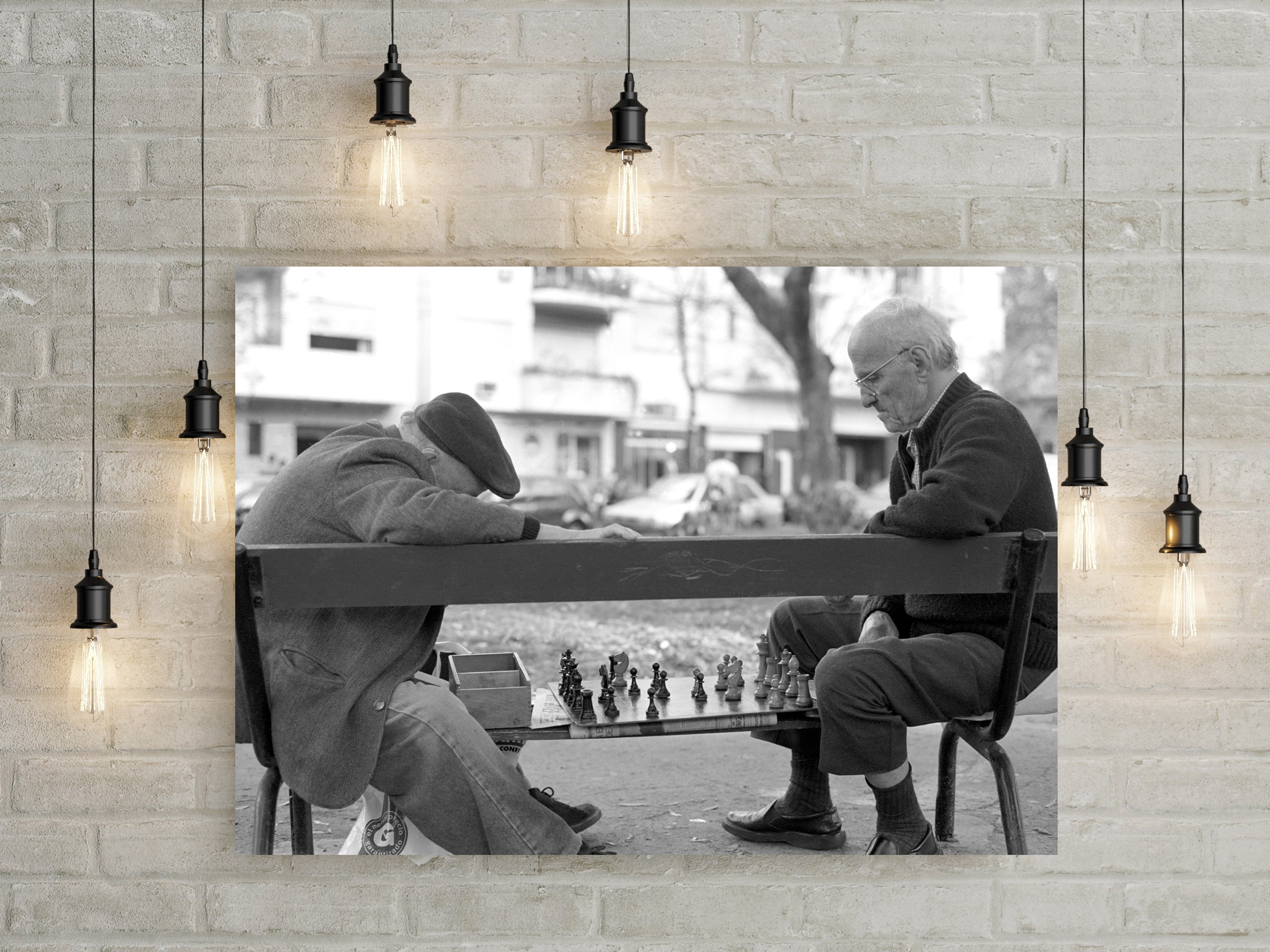 Chess in Palermo Black and White Art Print - Photography
