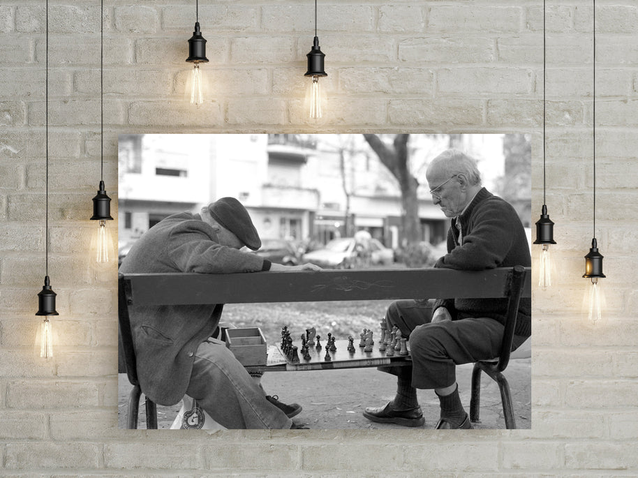 Chess in Palermo Black and White Art Print - Photography