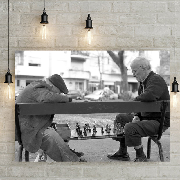 Chess in Palermo Black and White Art Print - Photography