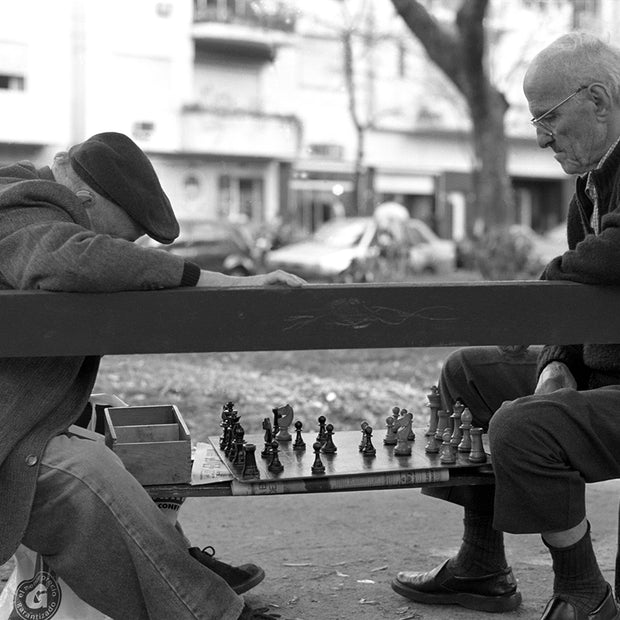 Chess in Palermo Black and White Art Print - Photography
