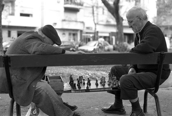 Chess in Palermo Black and White Art Print - Photography