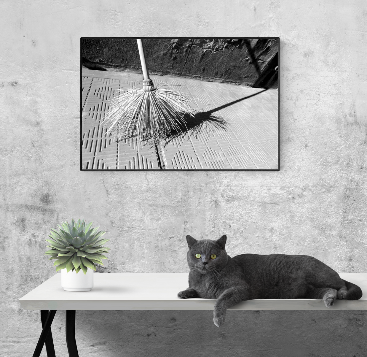Cemetery Broom and Shadows Buenos Aires Art Print -