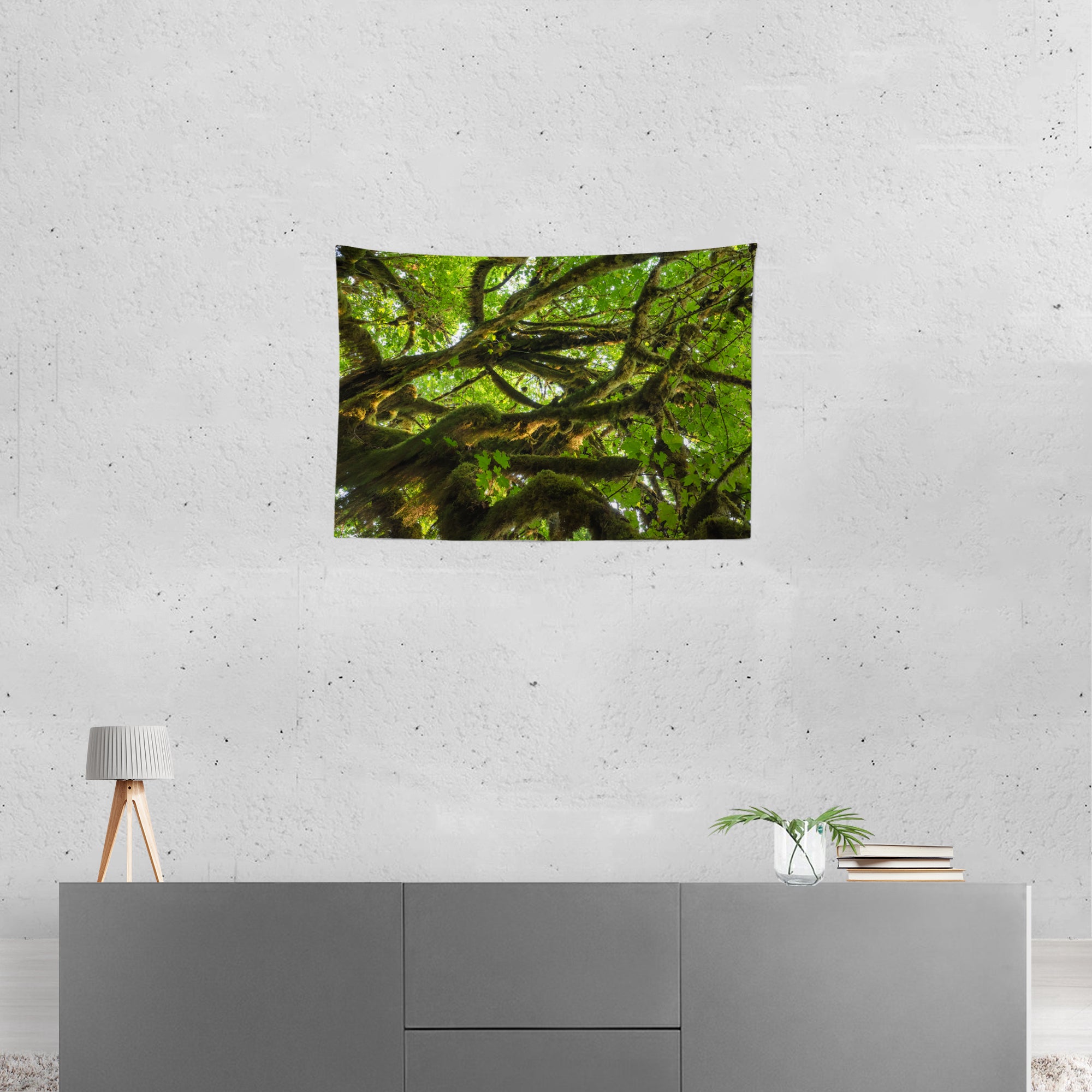 Mossy Tree Above Nature Microfiber Wall Tapestry - 36x26 -
