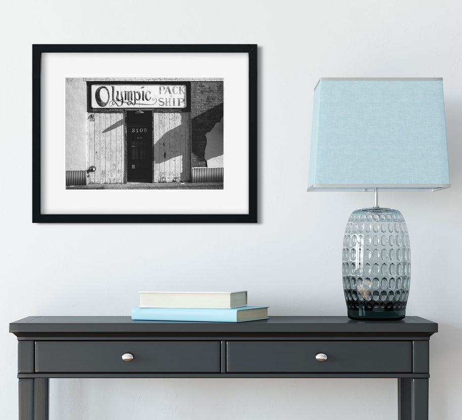 Olympic Pack and Ship Spokane WA Black White Photo Print -