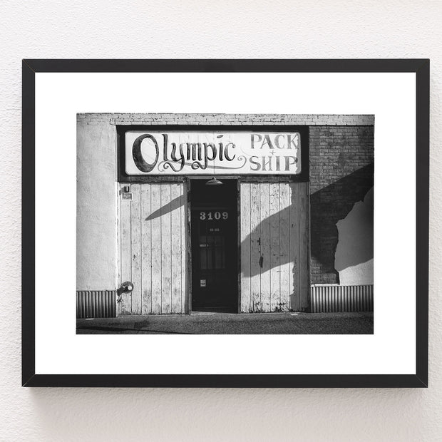 Olympic Pack and Ship Spokane WA Black White Photo Print -