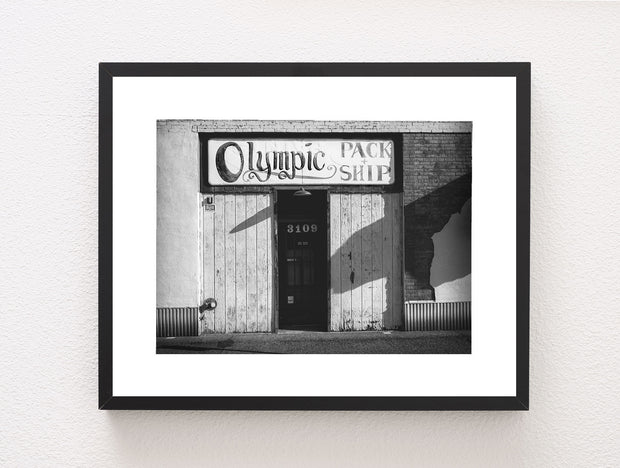 Olympic Pack and Ship Spokane WA Black White Photo Print -