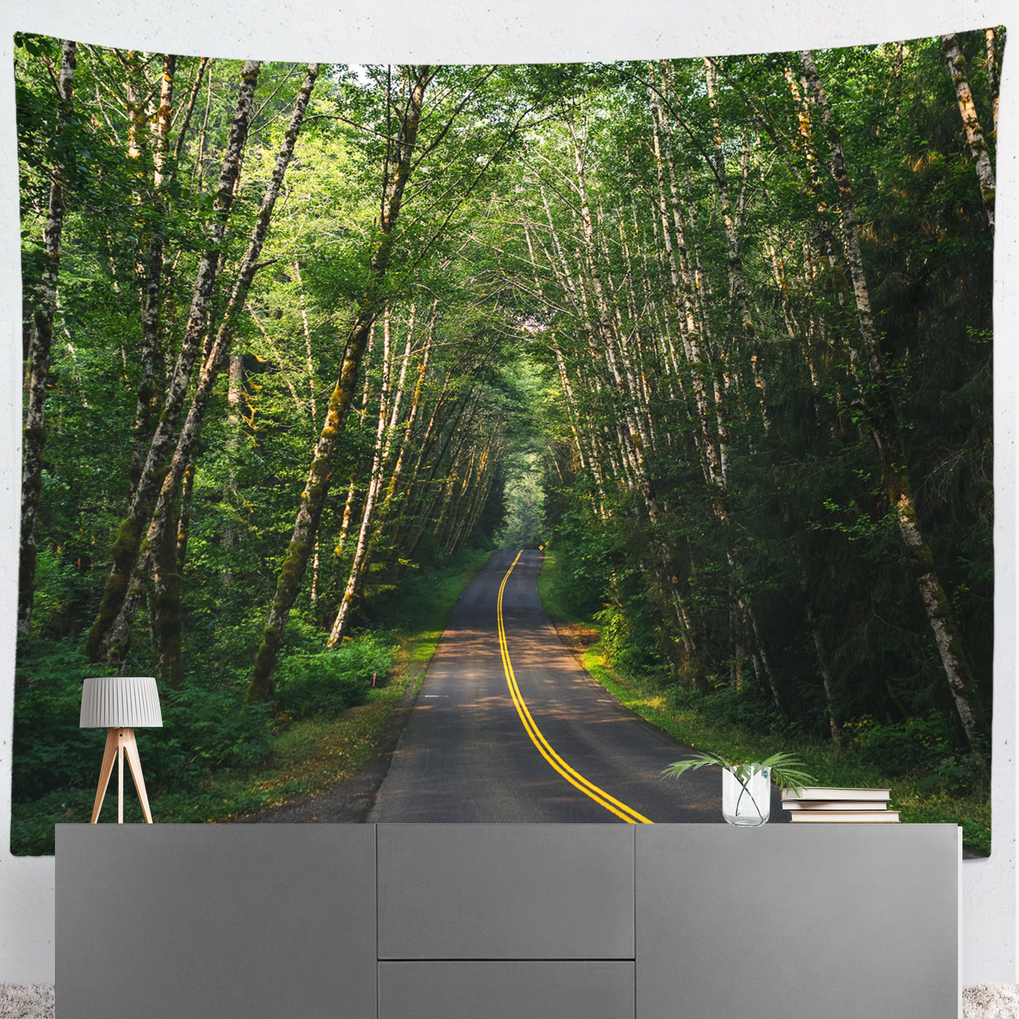 Road Through The Rainforest Microfiber Wall Tapestry -