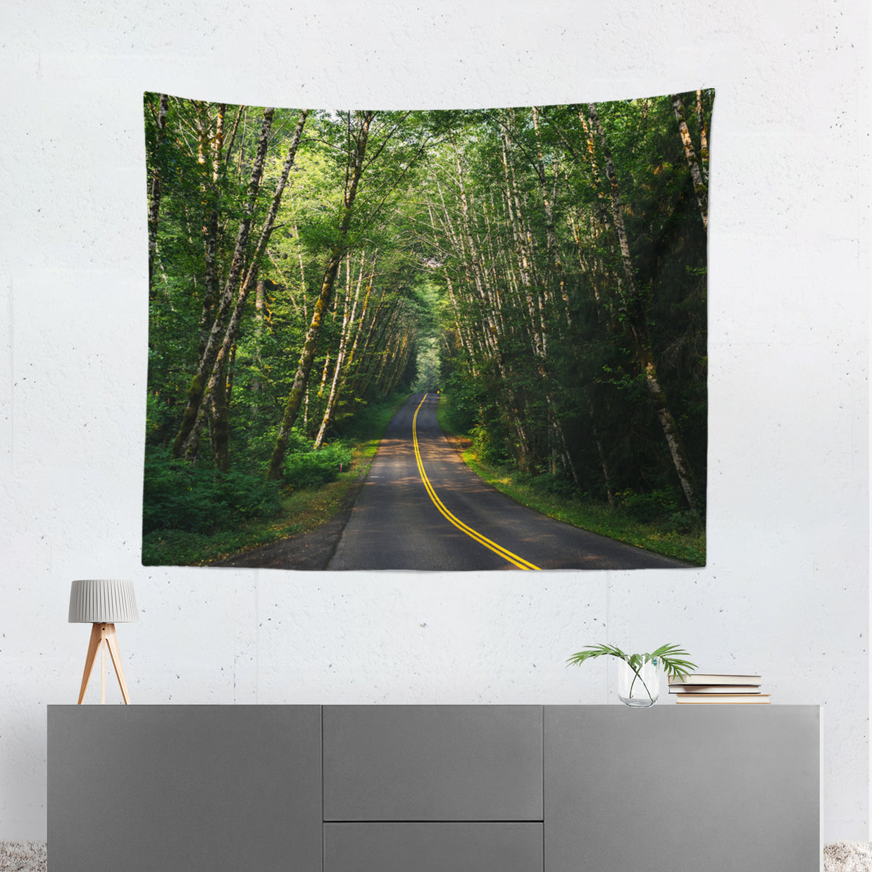 Road Through The Rainforest Microfiber Wall Tapestry - 60x51
