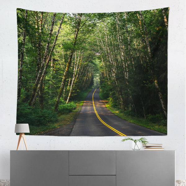 Road Through The Rainforest Microfiber Wall Tapestry - 80x68