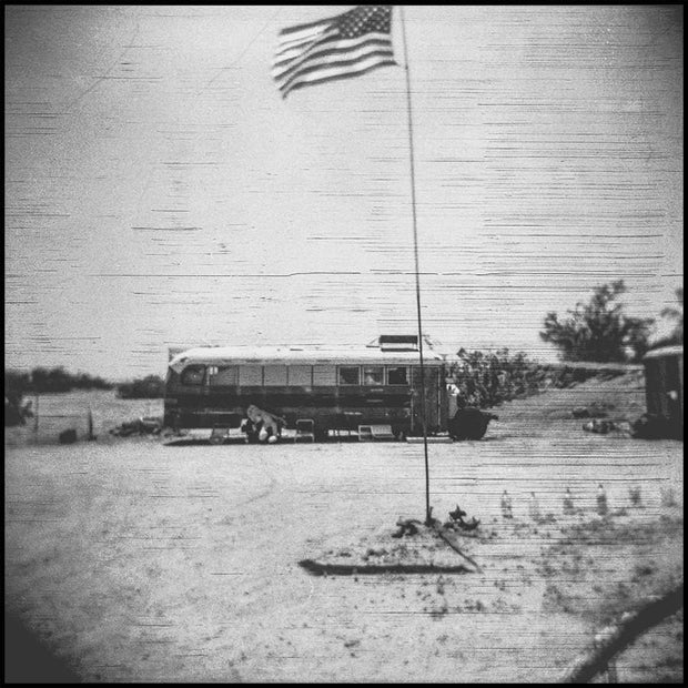 On the Road Schoolie Wall Art Print Square Black and White