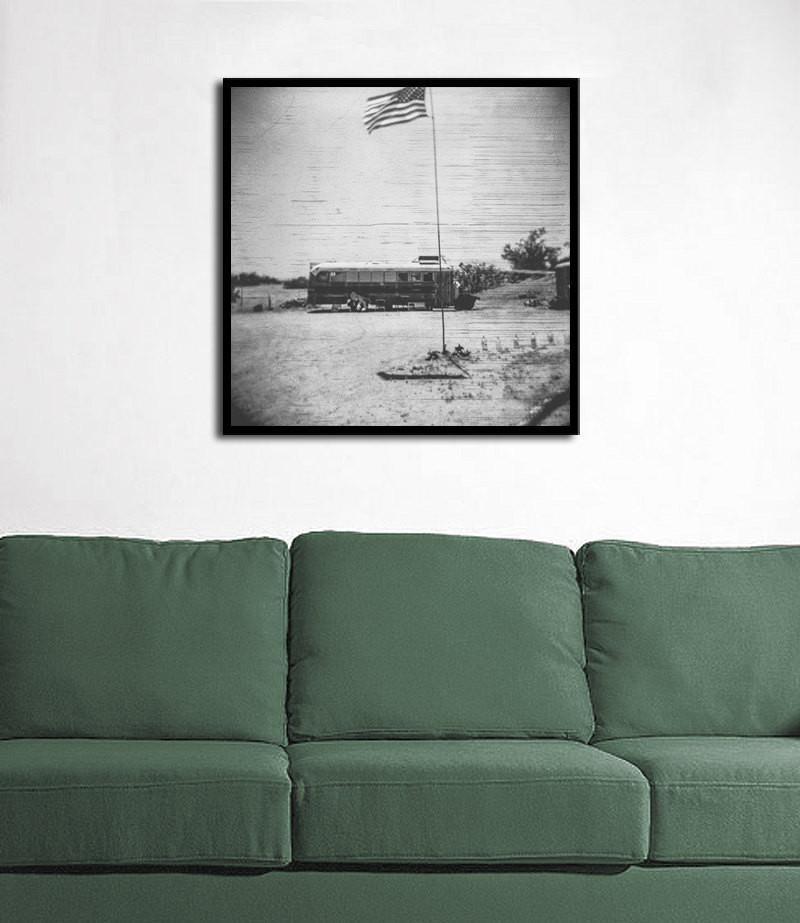 On the Road Schoolie Wall Art Print Square Black and White
