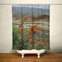 Oregon Painted Hills & Wildflowers Shower Curtain 71x74