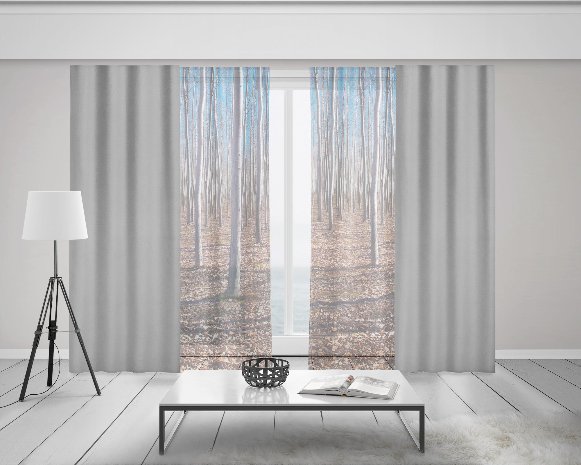 Lost In The Autumn Forest Window Curtains 58x84 Sheer
