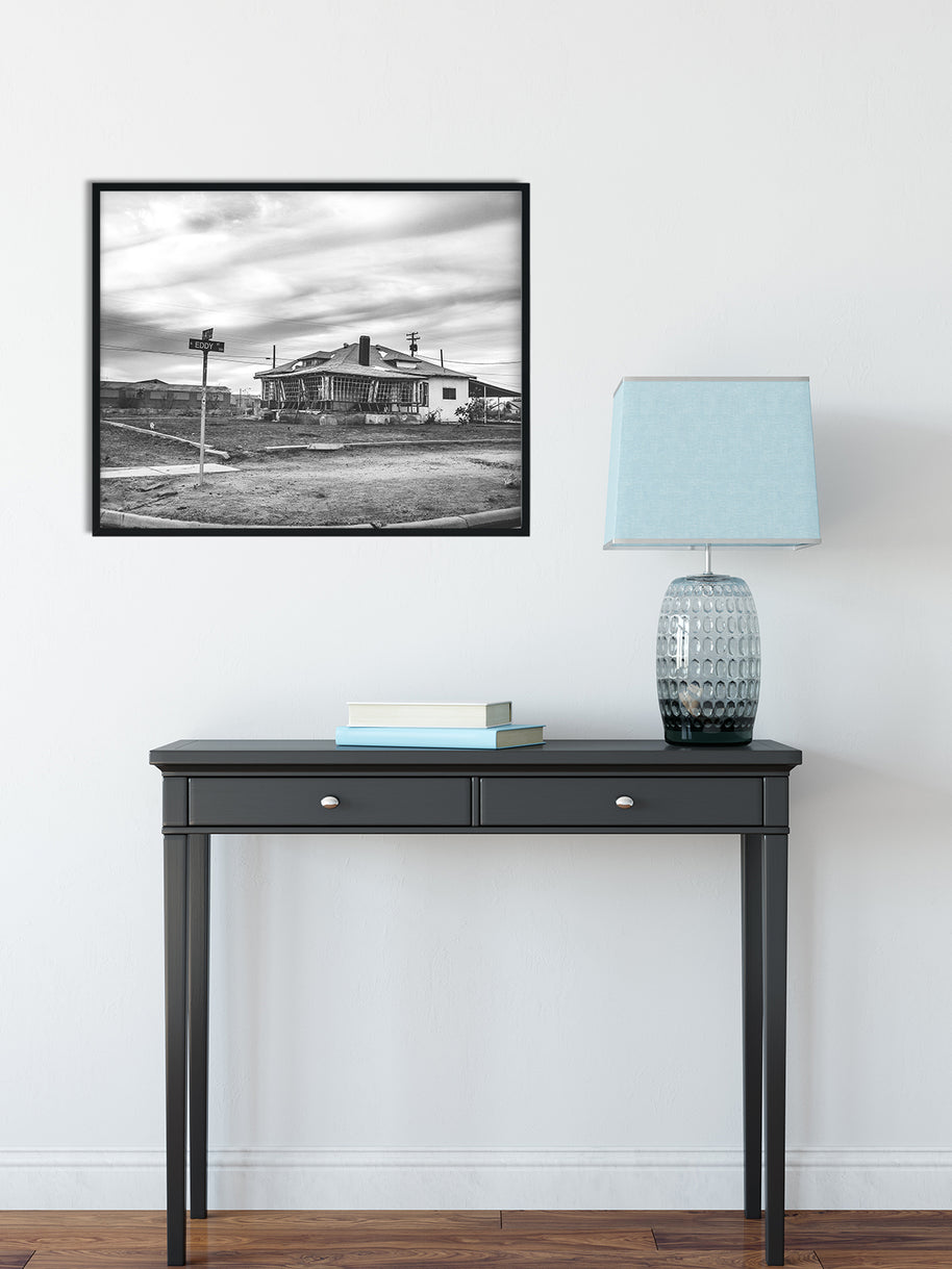 Crooked House on Eddy Street Black and White Fine Art Print