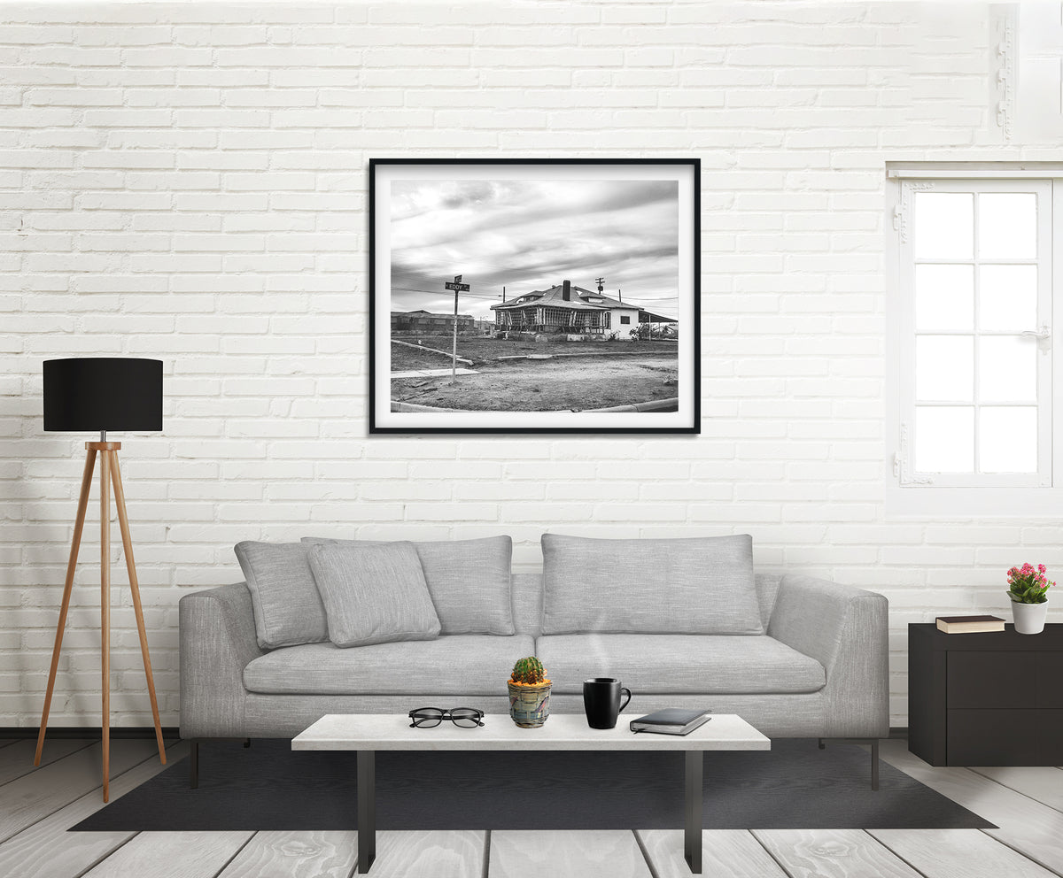 Crooked House on Eddy Street Black and White Fine Art Print