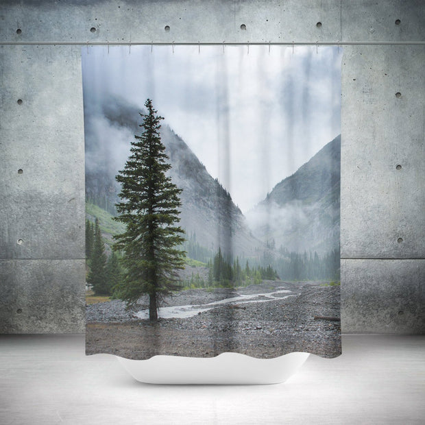 Foggy Mountain Range Shower Curtain 71x74 inch Lodge Home -