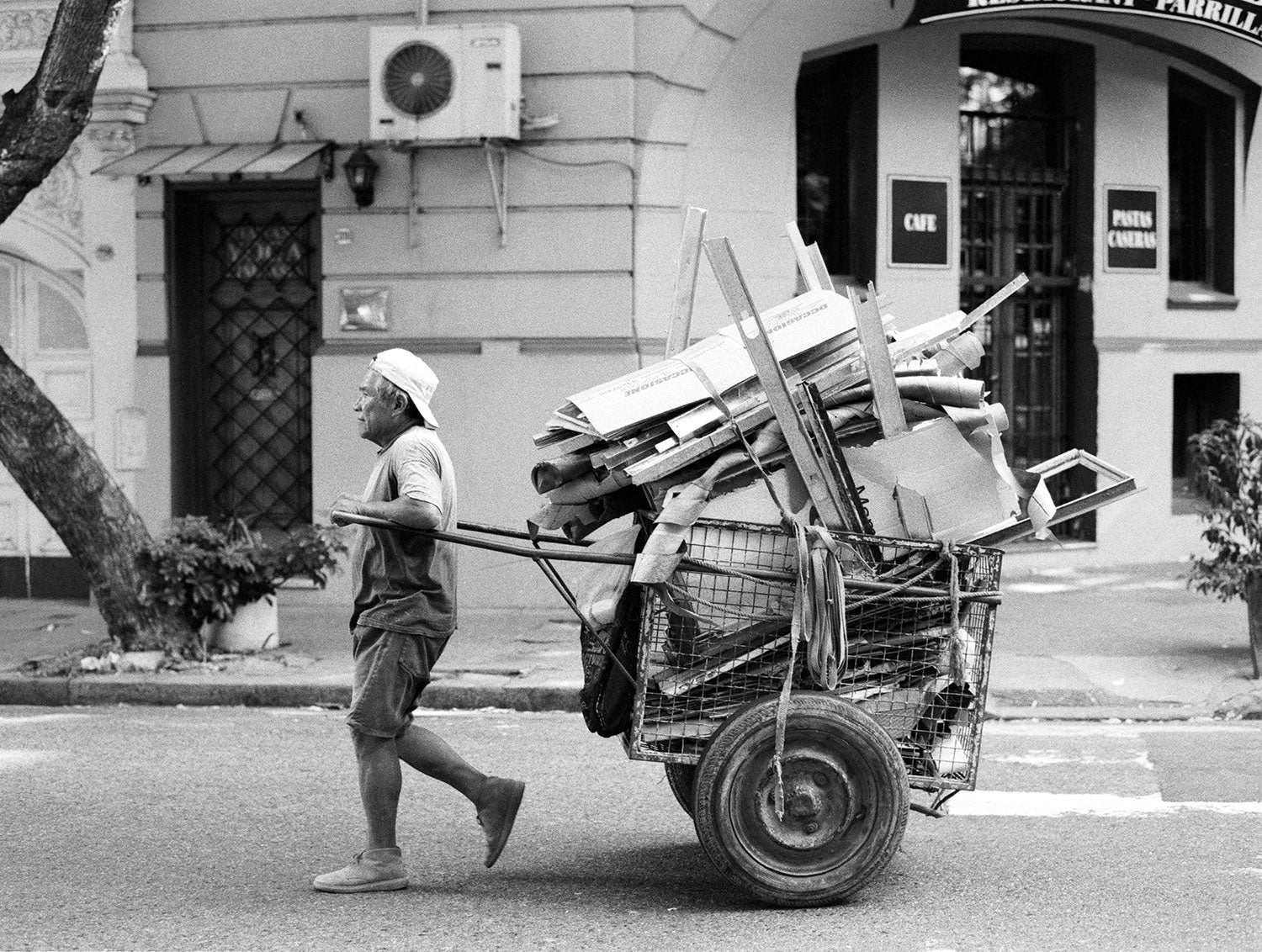Recycle Man Buenos Aires Black and White Street Photography