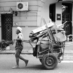 Recycle Man Buenos Aires Black and White Street Photography